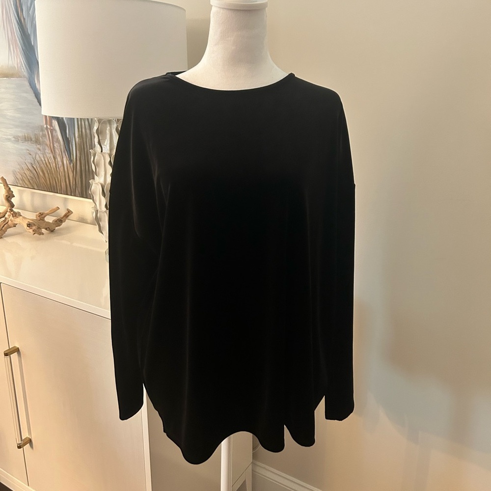 J Jill Black Velvet Top Sz Large